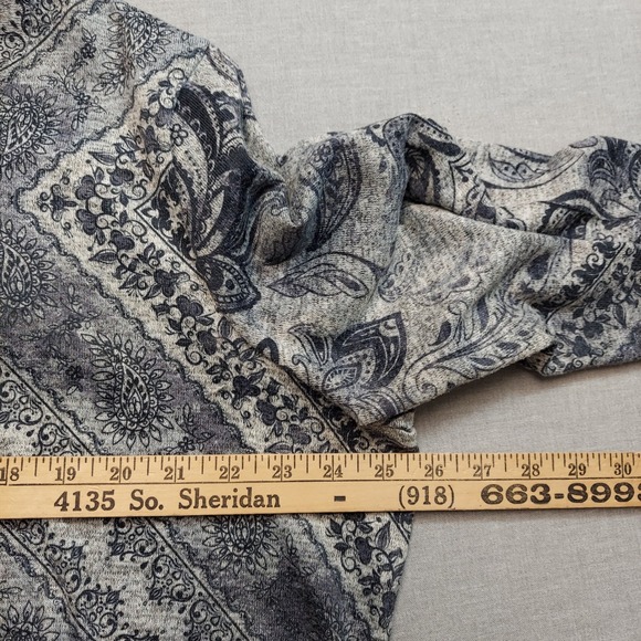 Est 1946 Paisley Tunic Top Womens Plus 22/24W Grey Blue Stretch Knit Boho Blouse - Picture 11 of 13